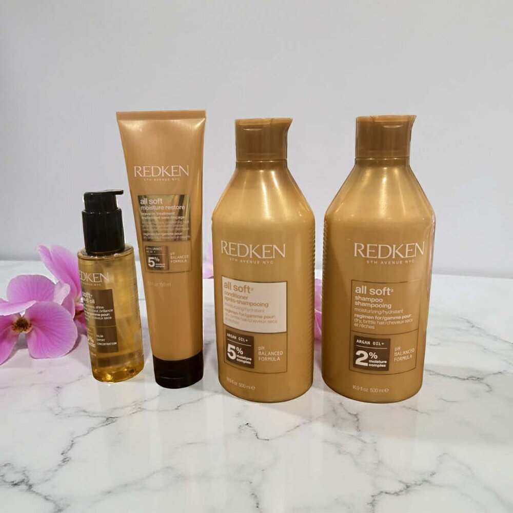 Redken All Soft Shampoo &conditioner Sz 16.9 oz Argan- 6 Oil & Mask